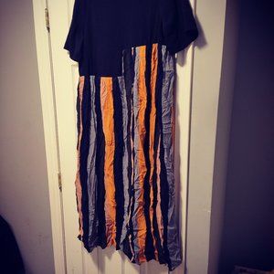 Shein black top with multi color bottom dress, size small